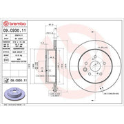 Brembo 2 x Internally Vented Rear Brake Discs 09.C930.11