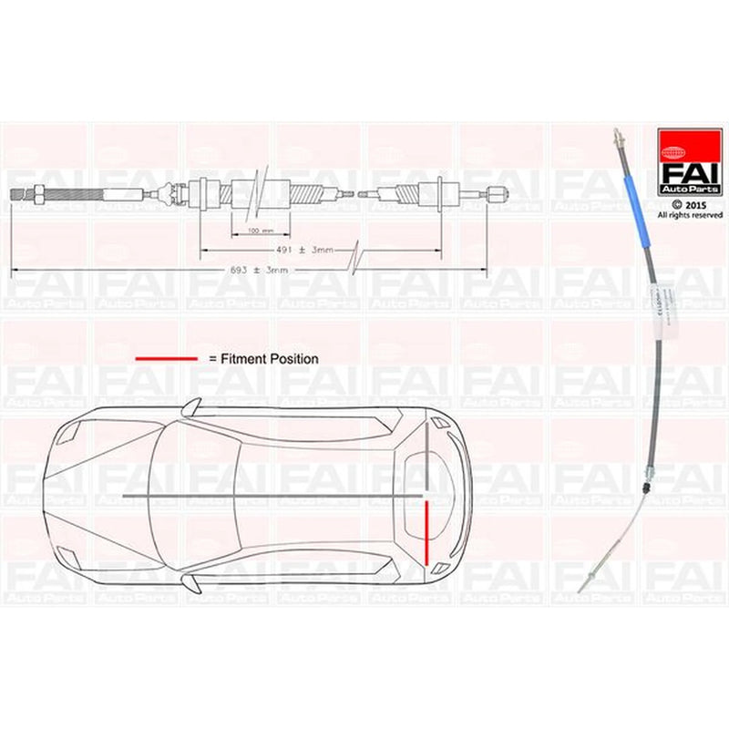 FAI Handbrake Cable Left Rear FBC0113