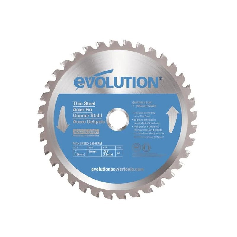 Evolution Thin Steel Cutting Circular Saw Blade 180 x 20mm x 68T - T180TCT-68CS