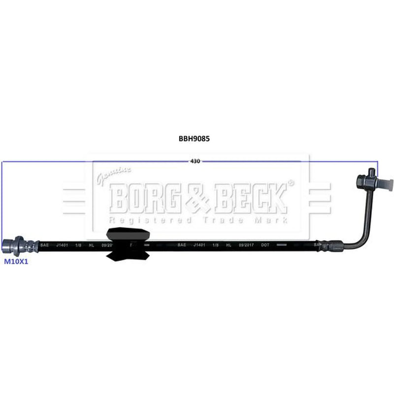 Borg & Beck Brake Hydraulic Hose Line Front Left BBH9085