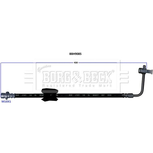Borg & Beck Brake Hydraulic Hose Line Front Left BBH9085