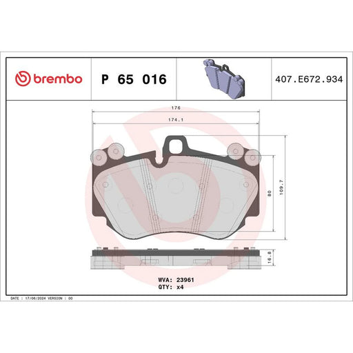 Brembo 4 x Front Brake Pad Set P65016