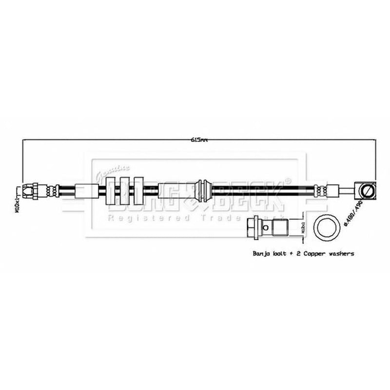 Borg & Beck Brake Hydraulic Hose Line Front Left BBH8864