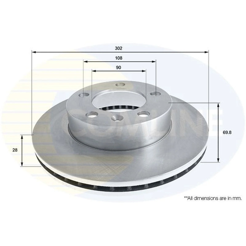 Comline 2 x Internally Vented Front Brake Discs ADC2701V