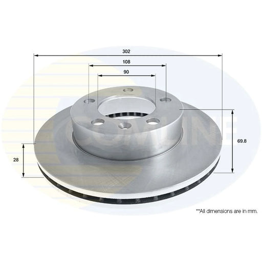 Comline 2 x Internally Vented Front Brake Discs ADC2701V