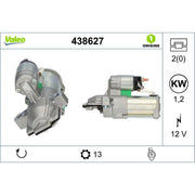 Valeo Starter Motor 12V 1.2kW 13 Teeth 438627