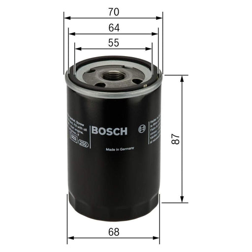 Genuine Bosch Car Oil Filter P2041 Fits Fiat 500 - 1.2 - 07- 0986452041 Bosch  - Town Parts