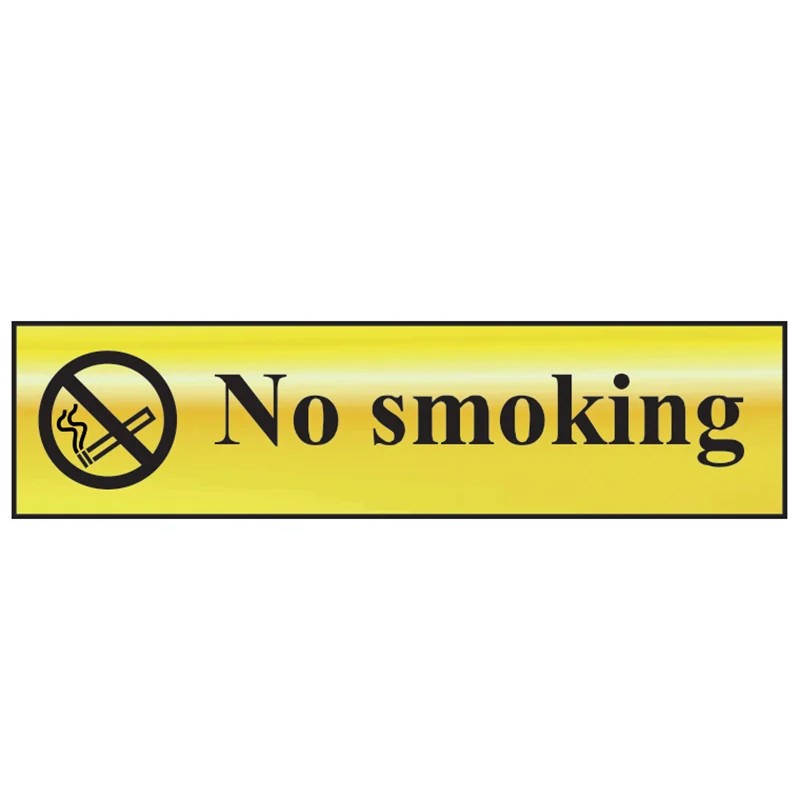 Scan No Smoking - Polished Brass Effect 200 x 50mm - 6000