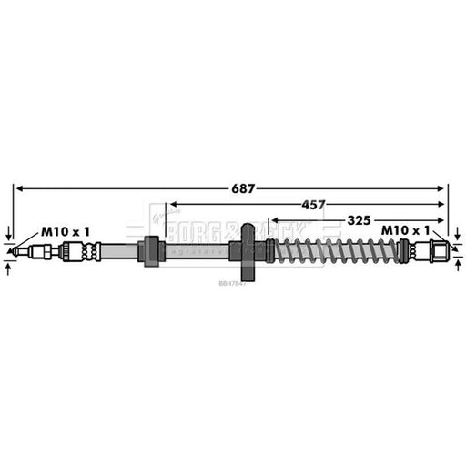 Borg & Beck Brake Hydraulic Hose Line Rear Right BBH7847