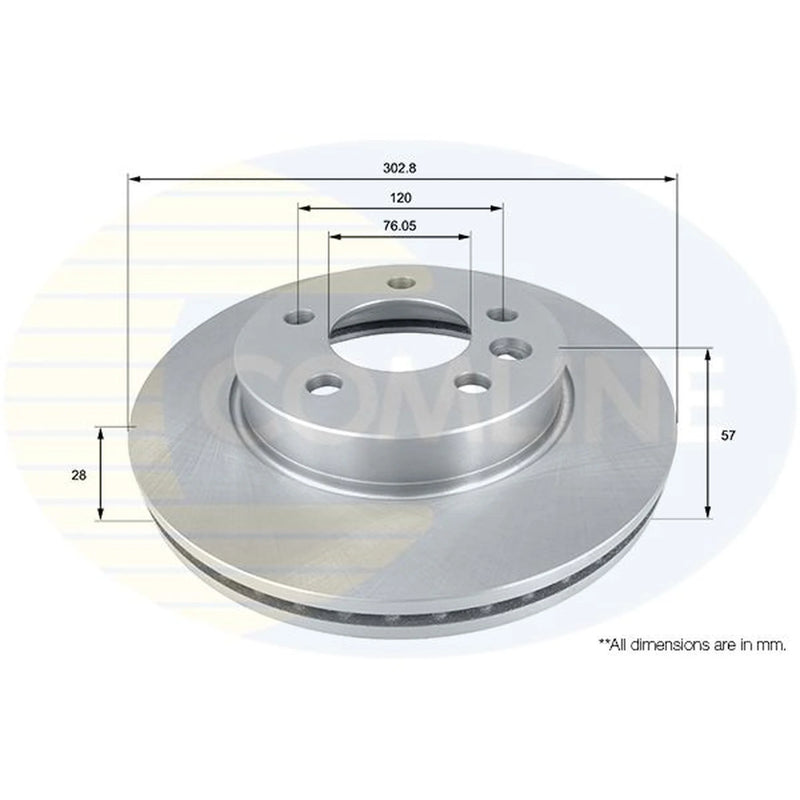 Comline 2 x Internally Vented Front Brake Discs ADC2604V