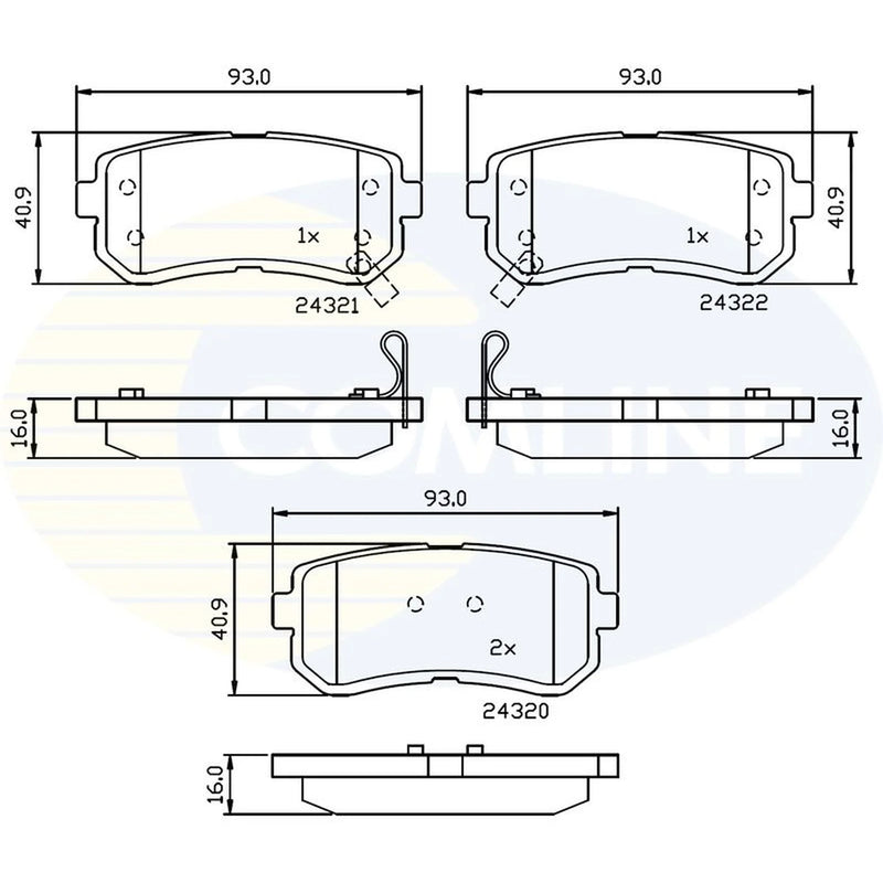 Comline 4 x Rear Brake Pad Set CBP32016