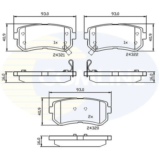 Comline 4 x Rear Brake Pad Set CBP32016