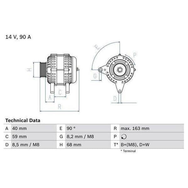 Bosch Reman Alternator 4033 0986040330 Bosch  - Town Parts