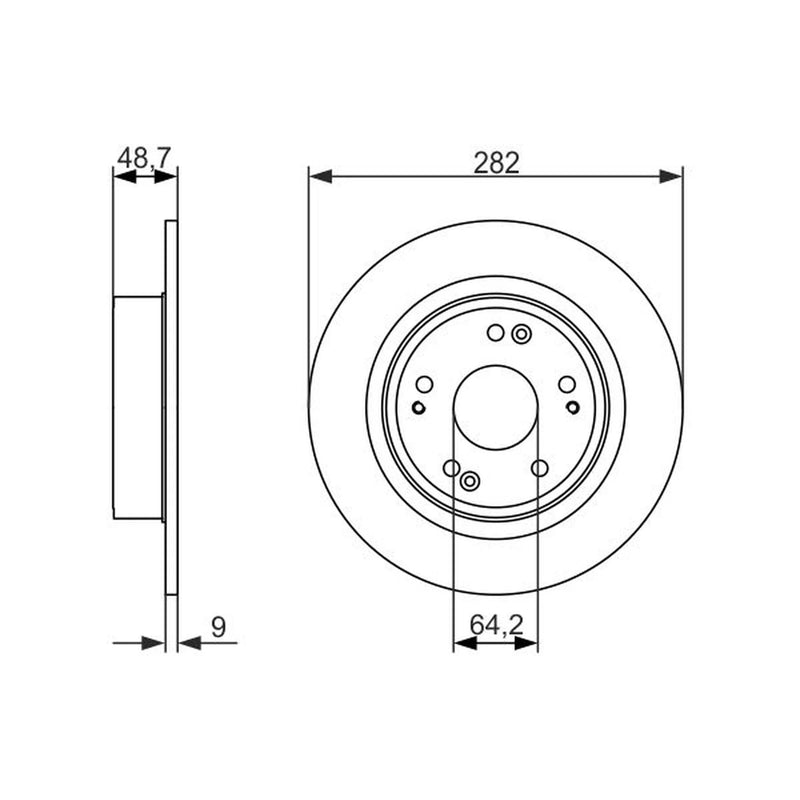 Bosch 2 x Solid Rear Brake Discs 0 986 479 738
