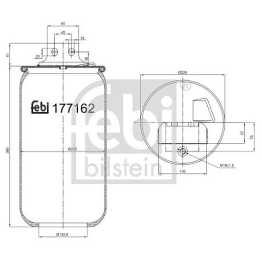 Febi Air Suspension Bellow 130mm Front Left 177162
