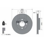 Textar 2 x Vented Front Brake Discs 92012103