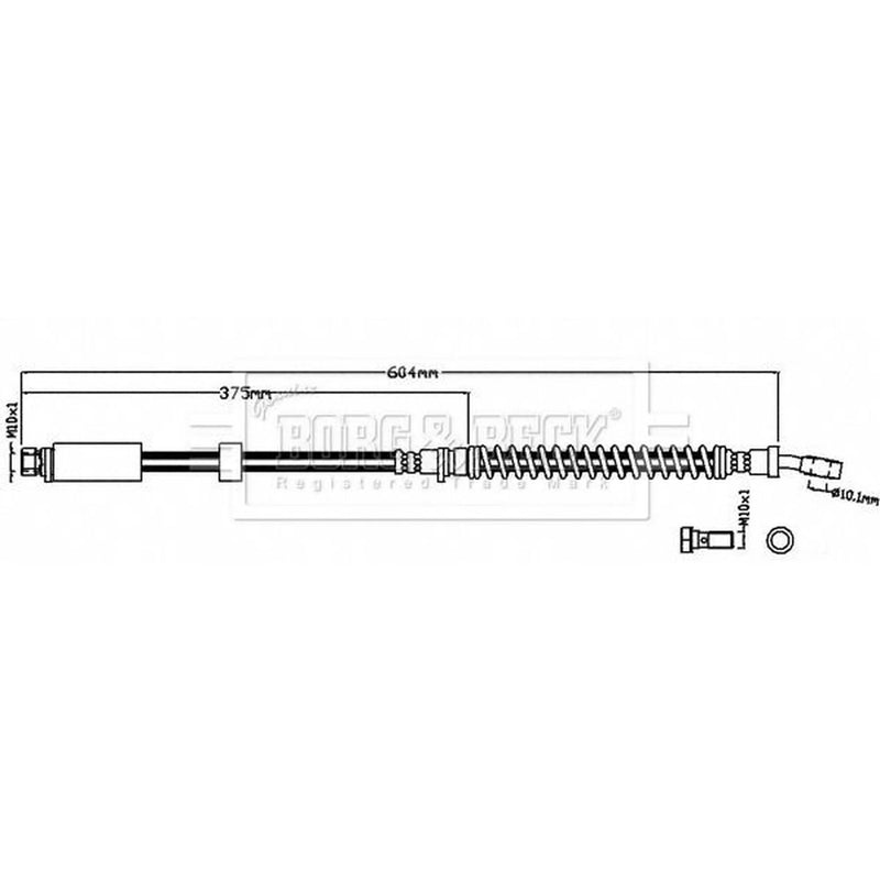 Borg & Beck Brake Hydraulic Hose Line Front Left BBH8489