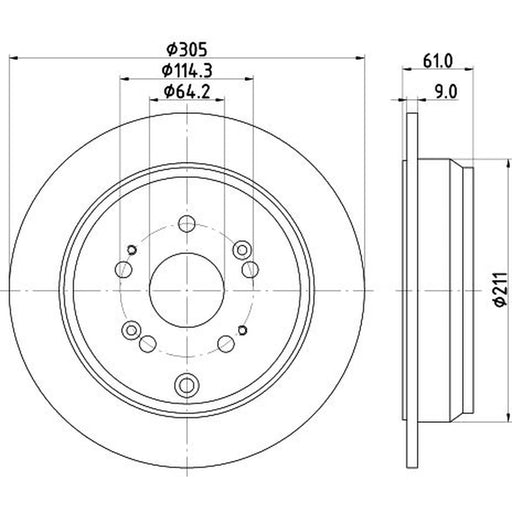 DON 2 x Solid Rear Brake Discs PCD12962