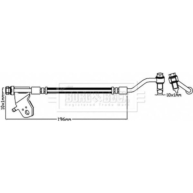Borg & Beck Brake Hydraulic Hose Line Rear BBH8176
