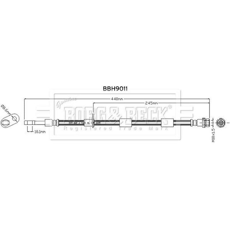 Borg & Beck Brake Hydraulic Hose Line Front Right BBH9011