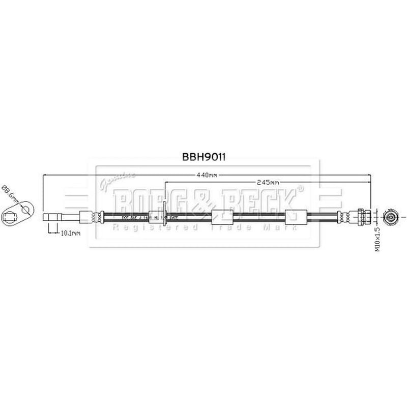 Borg & Beck Brake Hydraulic Hose Line Front Right BBH9011