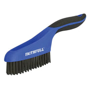 Faithfull Scratch Brush Soft Grip 4 x 16 Row Steel - FAISB164S