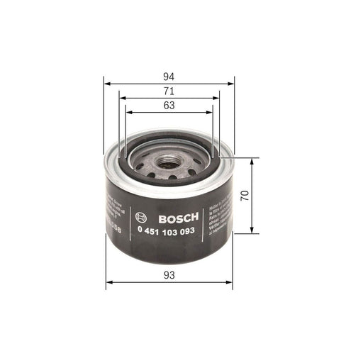 Genuine Bosch Car Oil Filter P3093 Fits Vauxhall Senator - 3.0 - 84-86 045110309 Bosch  - Town Parts