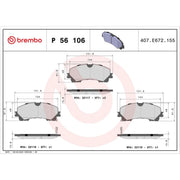 Brembo 4 x Front Brake Pad Set P56106