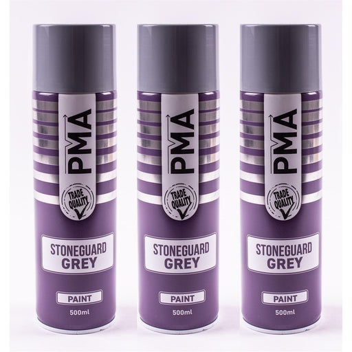 3 x PMA Professional Stone Guard Grey 500ml Spray Paint High Coverage PMA  - Town Parts