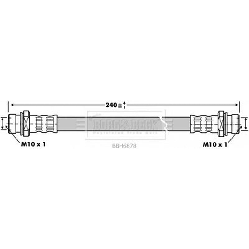 Borg & Beck Brake Hydraulic Hose Line Rear Left BBH6878