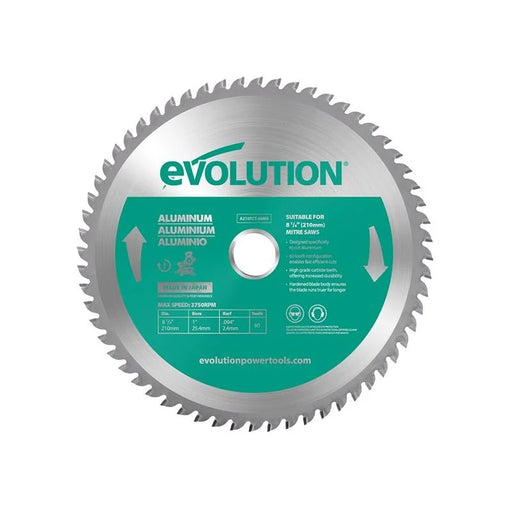 Evolution Aluminium Cutting Mitre Saw Blade 210 x 25.4mm x 60T - A210TCT-60MS