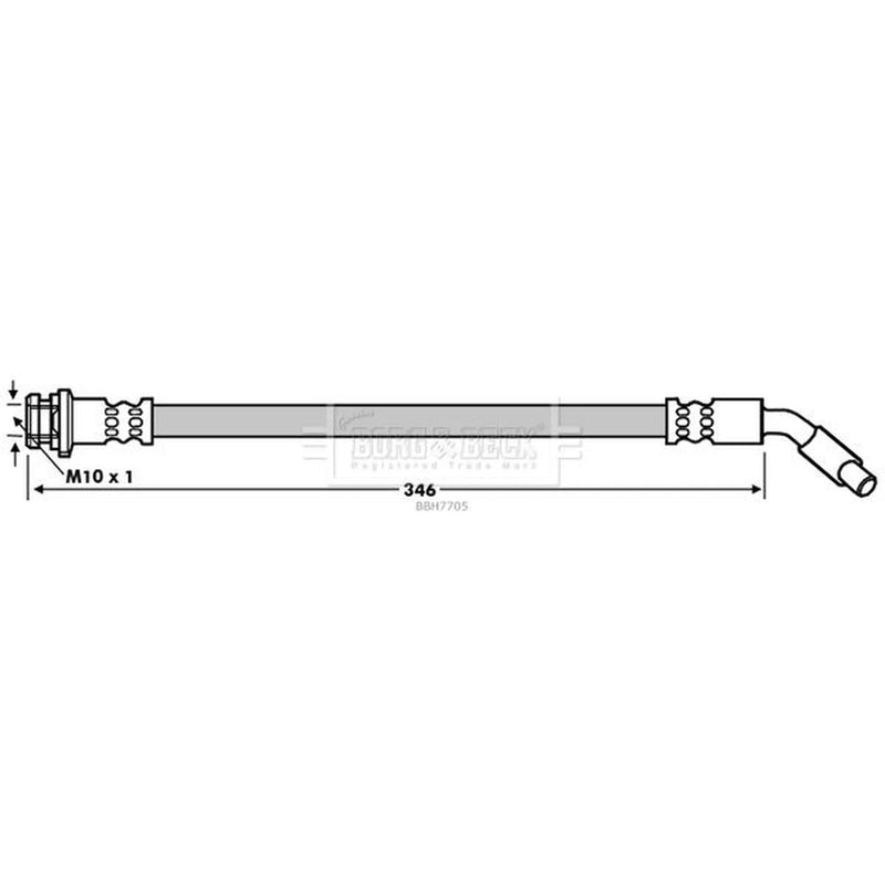 Borg & Beck Brake Hydraulic Hose Line Front Left BBH7705