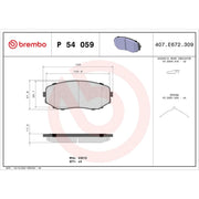 Brembo 4 x Front Brake Pad Set P54059