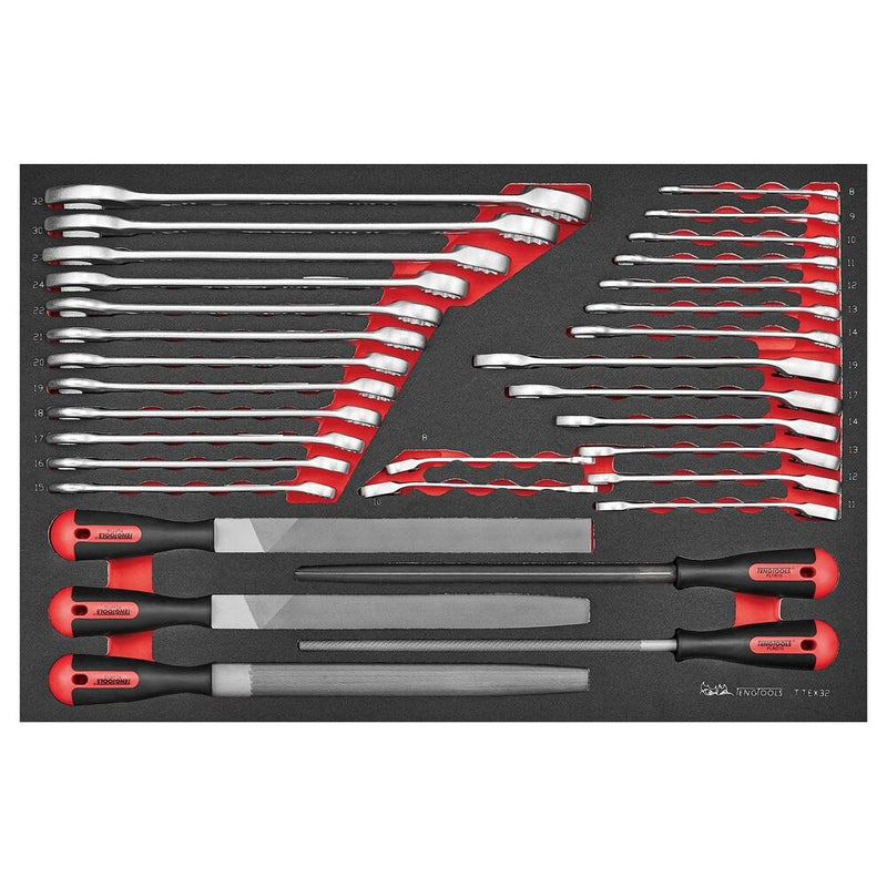Teng Tools Spanner & Wrench Set FOAM4X4 32 Pieces