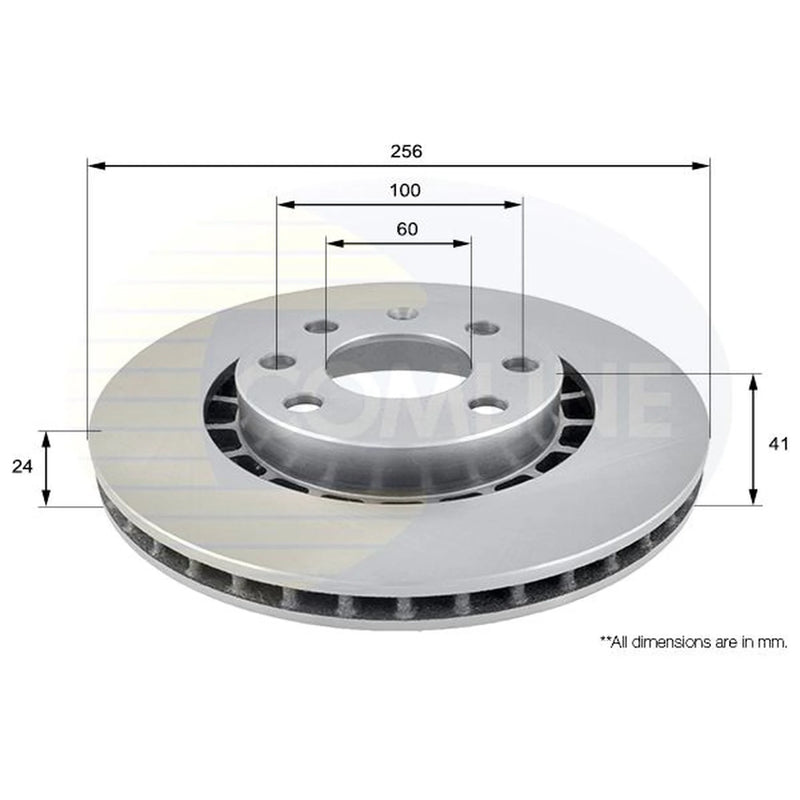 Comline 2 x Internally Vented Front Brake Discs ADC1007V