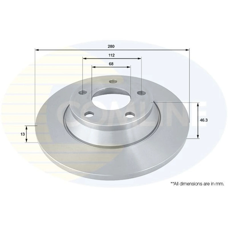Comline 2 x Solid Front Brake Discs ADC1422