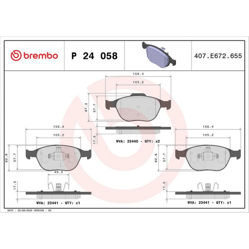 Brembo 4 x Front Brake Pad Set P24058