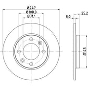 DON 2 x Solid Rear Brake Discs PCD11122