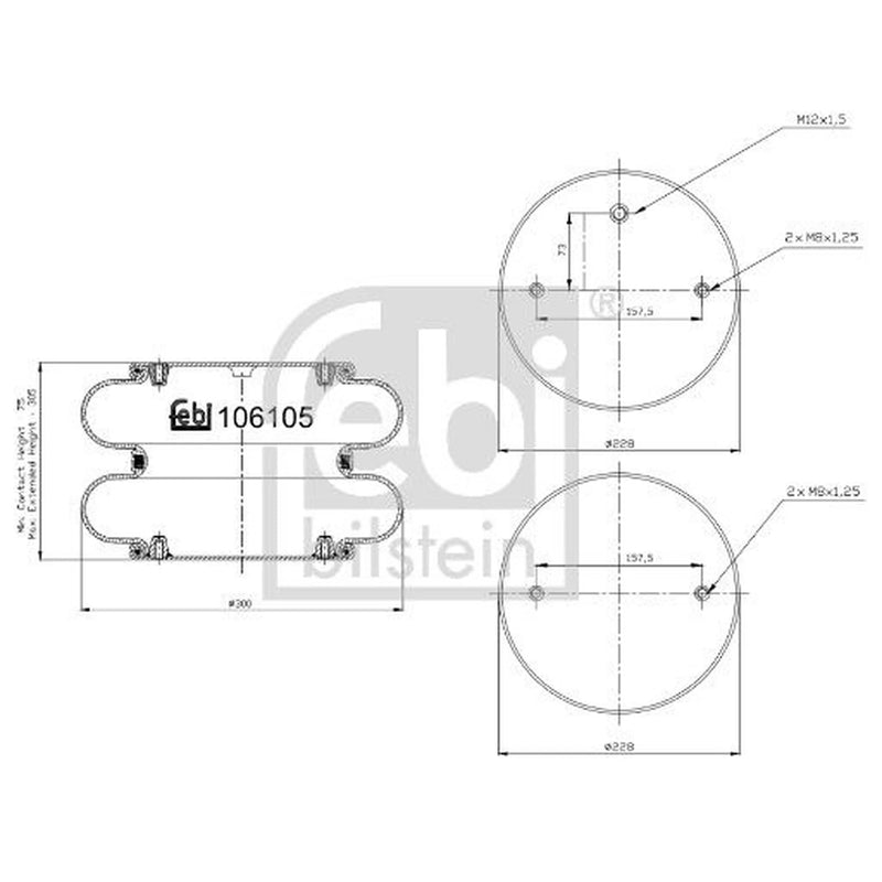 Febi Air Suspension Bellow 226mm 106105