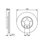 Bosch 2 x Vented Brake Discs 0986479R84
