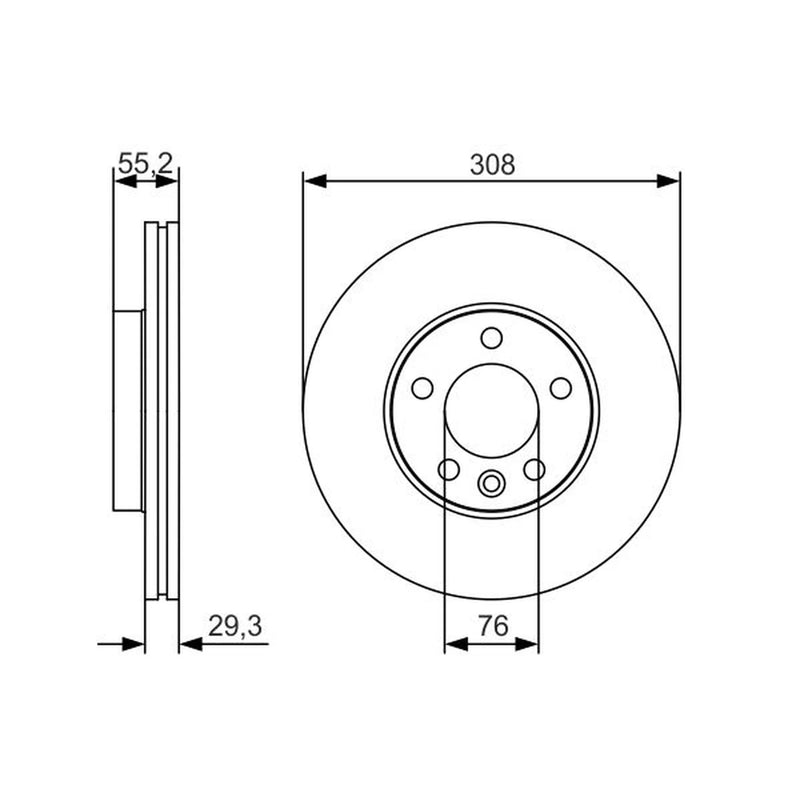 Bosch 2 x Vented Brake Discs 0986479R84