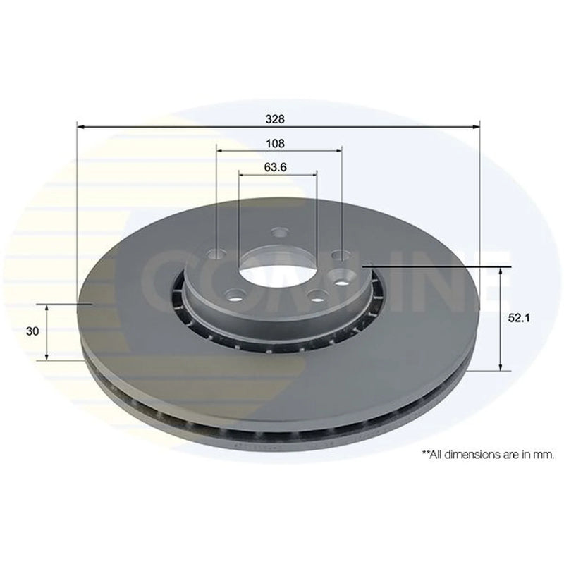 Comline 2 x Internally Vented Front Brake Discs ADC1916V