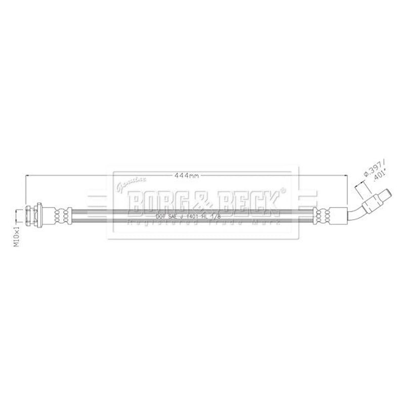 Borg & Beck Brake Hydraulic Hose Line Front Right BBH8908