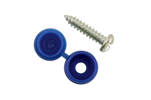 Connect Number Plate Security Screws 6 x 20mm Blue Cap 100pc - CPL