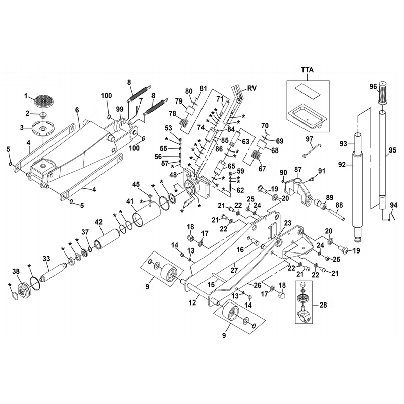 Sealey Castor wheel assembly 'orange'