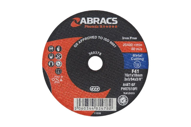 Abracs Extra Thin Flat Cutting Discs x 1.0mm 5pc 75-115mm