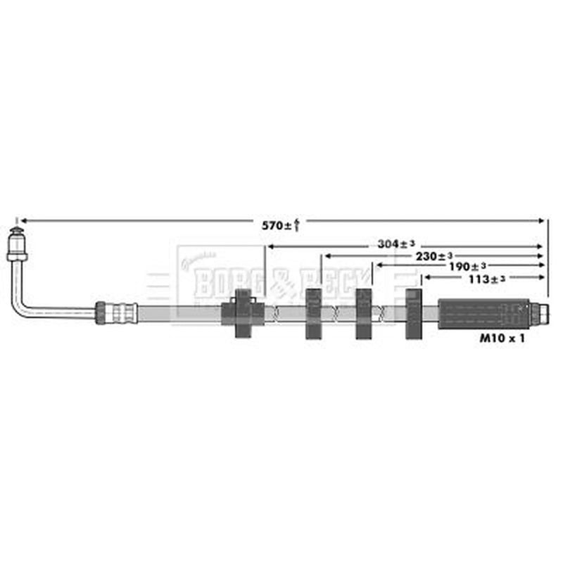 Borg & Beck Brake Hydraulic Hose Line Front Left BBH6906