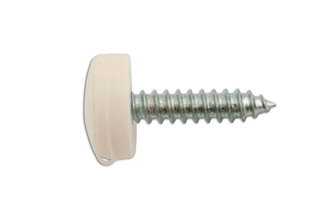 Connect Number Plate Security Screws 6 x 20mm White Cap 100pc - CPL