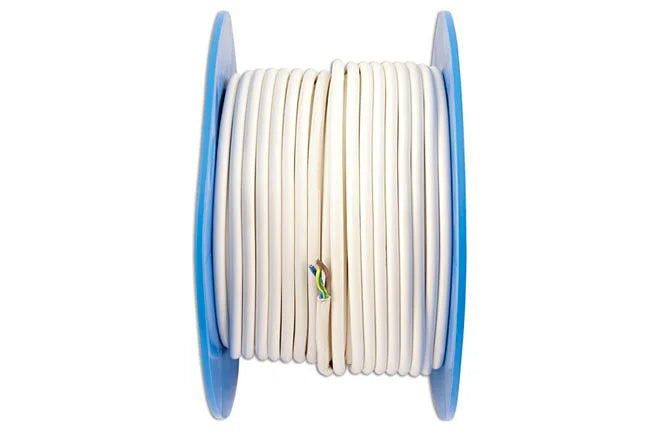 Connect White 3 Core Mains Cable 6A 50m - CPL