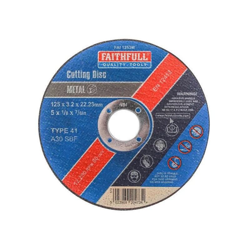 Faithfull Metal Cut Off Disc 125 x 3.2 x 22.23mm - FAI1253M